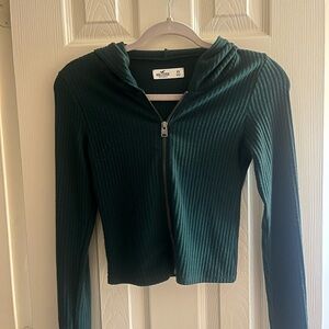 Hollister Forest Green Ribbed Hoodie